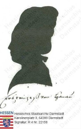 Karoline Kurfürstin v. Hessen-Kassel geb. Prinzessin v. Dänemark (1747-1820) / Porträt, im Profil, Brustbild, mit Bildlegende