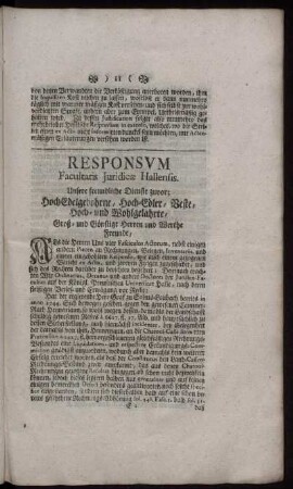 Responsum Facultatis Juridicæ Hallensis.