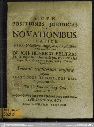 Positiones Iuridicas De Novationibus