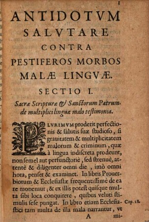 Antidotum salutare contra pestiferos morbos malae linguae