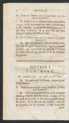Section I. Sur dieu.