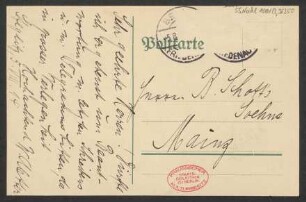 Brief an B. Schott's Söhne : 05.08.1914