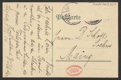 Brief an B. Schott's Söhne : 05.08.1914