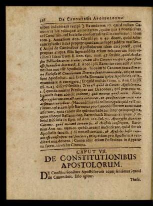 Caput VII. De Constitutionibus Apostolorum.
