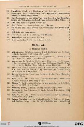a) Moderne Bücher (Nr. 343-453)