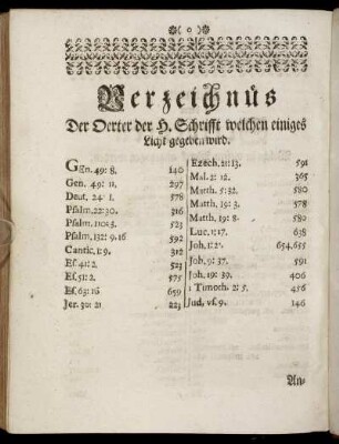 Verzeichnüs Der Oerter der H. Schrifft welchen einiges Licht gegeben wird.