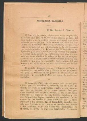 Acrobacia campera : Al Dr. Ramón J. Cárcano.