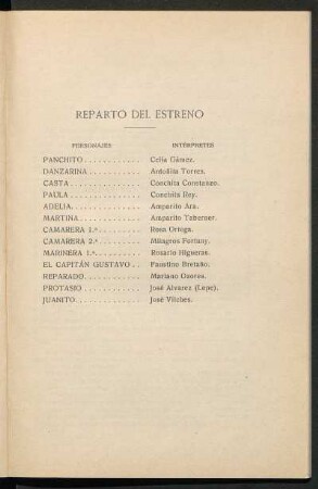 Reparto del estreno