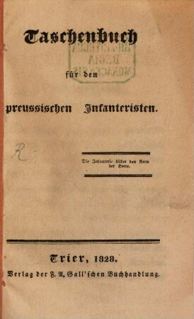 Taschenbuch für den preussischen Infanteristen