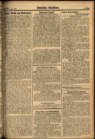 Zweite Ausgabe vom Freitag, den 08. Oktober 1937.