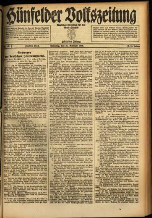 Zweite Ausgabe vom Samstag, den 21. Februar 1920.