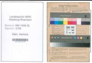 Entnazifizierung Heinrich Klein , geb. 24.04.1903 (Angestellter)
