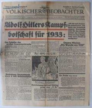Tageszeitung der NSDAP "Völkischer Beobachter" zu den Zielen der NSDAP für das Jahr 1933