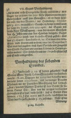 Vertheidigung des siebenden Grundes.