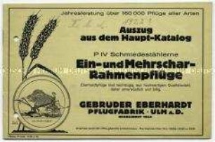 Auszug aus dem Haupt-Katalog / P IV Schmiedestählerne Ein-und Mehrschar-Rahmenpflüge