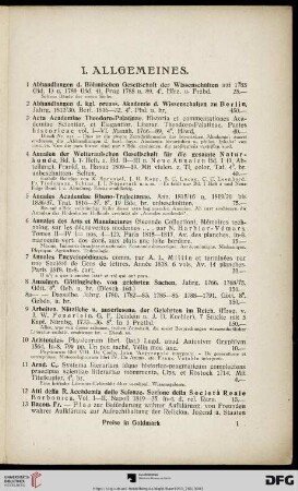 I. Allgemeines (Nr. 1-139)