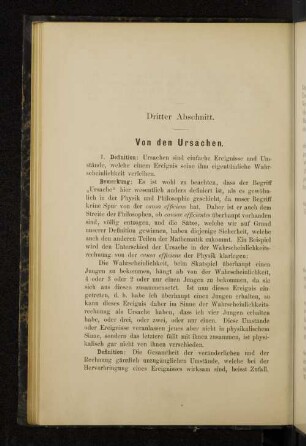 Dritter Abschnitt. Von den Ursachen.