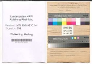 Entnazifizierung Hedwig Welkerling , geb. 26.02.1912 ()