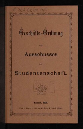 Geschäfts-Ordnung des Ausschusses der Studentenschaft