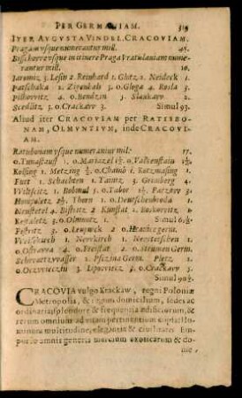 Aliud iter Cracouiam per Ratisbonam, Olmuntium, inde Cracouiam