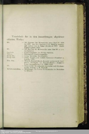 Verzeichnis der in den Anmerkungen abgekürzt citierten Werke