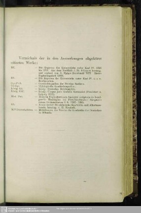 Verzeichnis der in den Anmerkungen abgekürzt citierten Werke