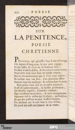 Poesie Sur La Pénitence.