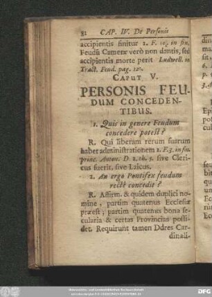 Caput V. Personis Feudum Concedentibus.