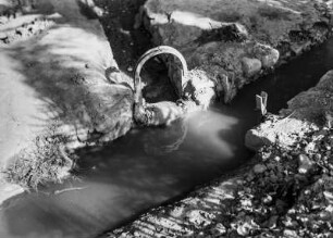 Stauwehr : Stauanlage zur Verteilung von Wasser auf die Anbauflächen der Oase.