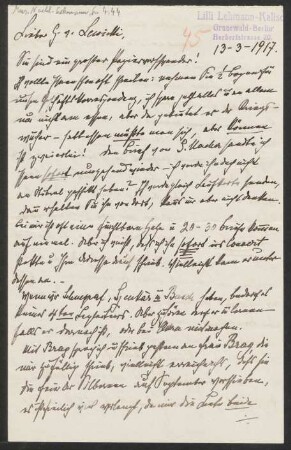 Brief an Rudolf von Lewicki : 13.03.1917