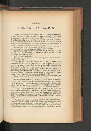 Vers la Réalisation.