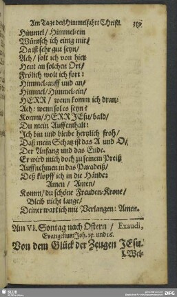 Am VI. Sontag nach Ostern, Exaudi
