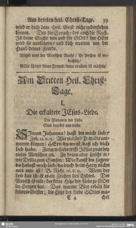 Am Dritten Heil. Christ-Tage
