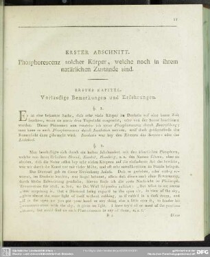 Erster Abschnitt. Phosphorescenz solcher Körper, welche noch in ihrem natürlichen Zustande sind