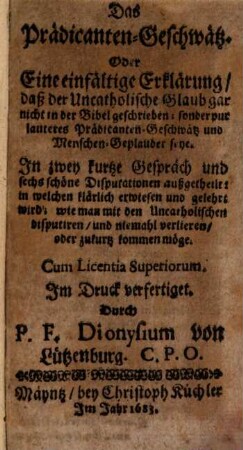 Das Prädicanten-Geschwätz