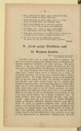 IV. Strebe großen Vorbildern nach!