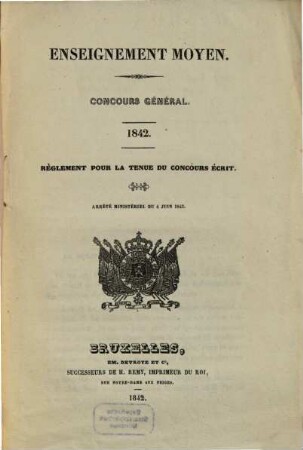 Enseignement moyen : concours général. 1842, 4. Juni