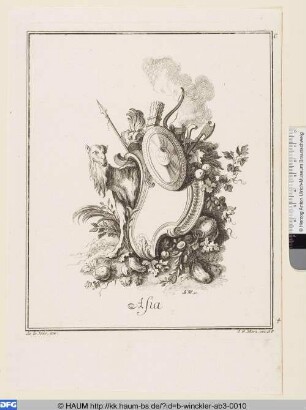 Neu inventirte Schilde Dritter Theil. Troisieme Livre de Cartouches, Blatt 4: Asia