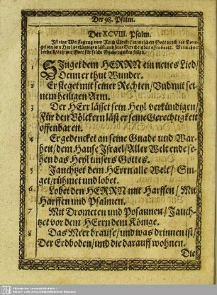 Der XCVIII. Psalm