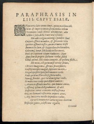 Paraphrasis In LIII. Caput Esaiae.