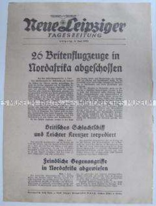 Extrablatt der "Neuen Leipziger Tageszeitung" u.a. zu den Kämpfen in Nordafrika