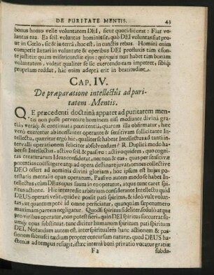 Cap. IV. De praeparatione intellectus ad puritatem Mentis.