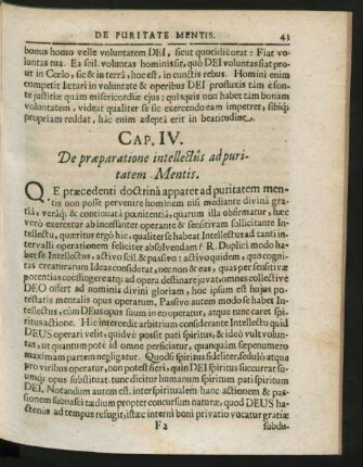 Cap. IV. De praeparatione intellectus ad puritatem Mentis.