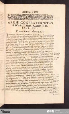Archi-Confraternitas S. Scapularis, Carmelo-Parthenii