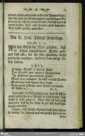 Am II. Heil. Pfingst-Feyertage