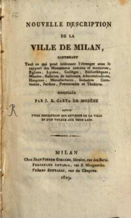 Nouvelle Description de la Ville de Milan