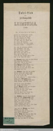 Tafel-Lied zum Stiftungsfeste der Leimsudia 1863