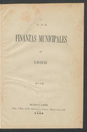 Las finanzas municipales en 1889