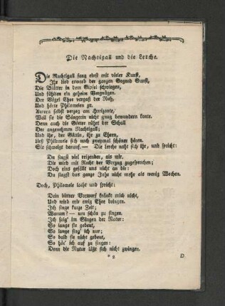 Die Nachtigall und die Lerche.