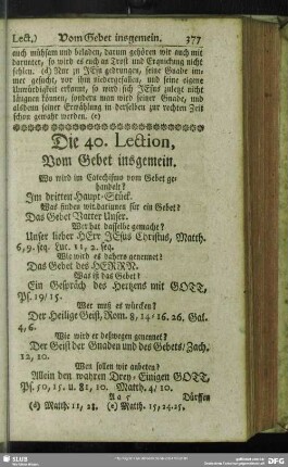 Die 40. Lection, Vom Gebet insgemein